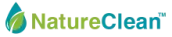 Logo for NatureClean featuring a blue water droplet with a green leaf inside, followed by the word NatureClean in green and blue text.